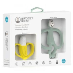 Matchstick Monkey® Poklon set – Banana i majmunčić grickalica, Mint Green