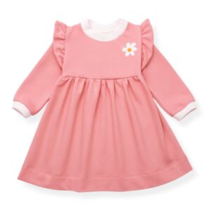 Puffi® Dječja haljina dugih rukava s naborkima, Powder Pink Daisy