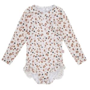 Swim Essentials dječji kupaći kostim dugih rukava UV, Khaki - Leopard